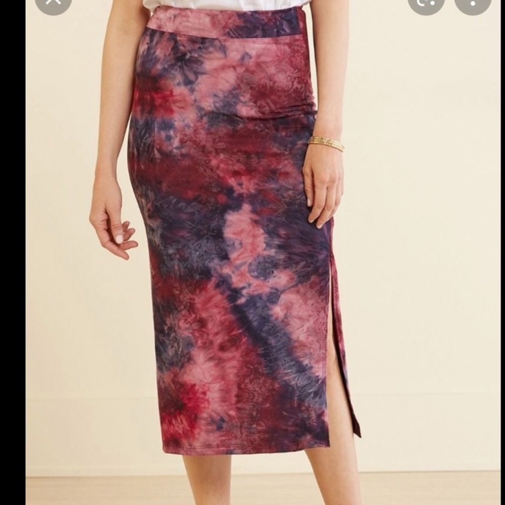 SUNDRY tie-dye knit midi skirt, size 4 - Picture 2 of 6